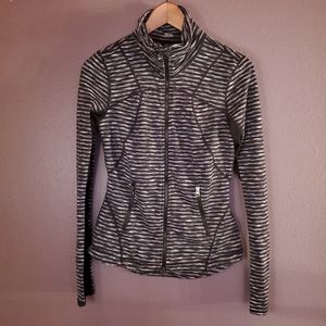 Zella Grey Spacedye/Black Stripe Athletic Zip Jacket